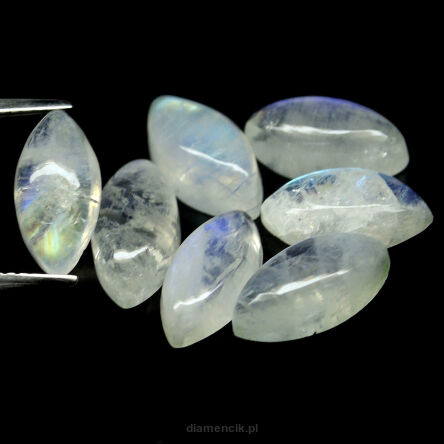 Kamień księżycowy kaboszon 12x6 mm 7 szt.
