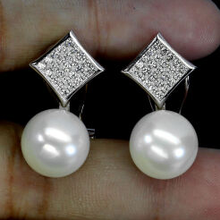 Kolczyki z perłami i cyrkoniami