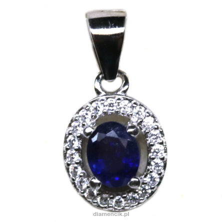 Zawieszka z szafirem i cyrkonami