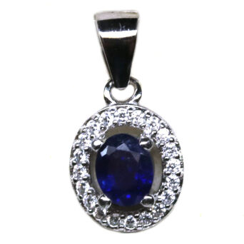 Zawieszka z szafirem i cyrkonami