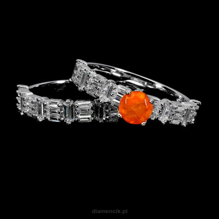 Pierścionek z opalem i cyrkoniami PODWÓJNY