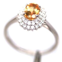 Pierścionek z cytrynem i cyrkoniami
