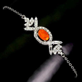 Bransoletka z opalem ognistym i cyrkoniami