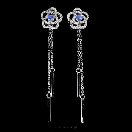 Kolczyki z tanzanitami i cyrkoniami