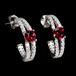 Kolczyki z malinowymi granatami i cyrkoniami