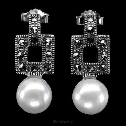 Kolczyki z perłami i markazytami
