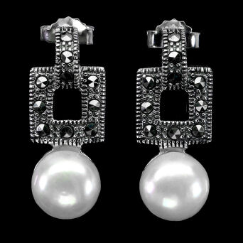 Kolczyki z perłami i markazytami