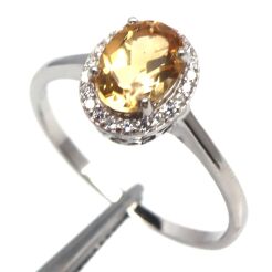 Pierścionek z cytrynem i cyrkonami