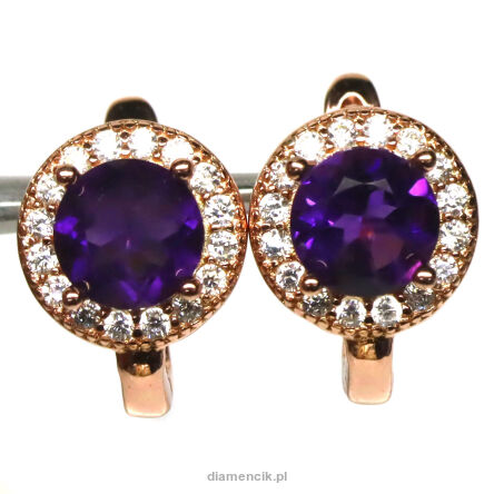 Kolczyki z ametystami i cyrkonami
