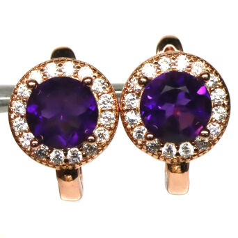 Kolczyki z ametystami i cyrkonami