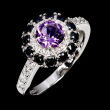Pierścionek z ametystem, spinelami i cyrkoniami - 2