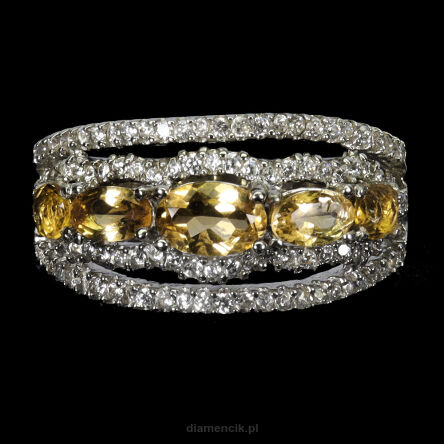 Pierścionek z cytrynami i cyrkoniami