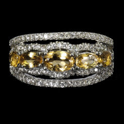 Pierścionek z cytrynami i cyrkoniami