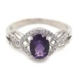 Pierścionek z ametystem i cyrkoniami - 2