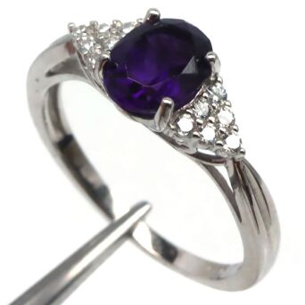 Pierścionek z ametystem i cyrkonami