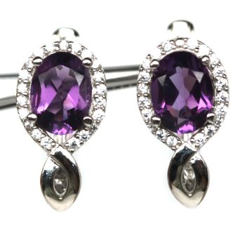 Kolczyki z ametystami i cyrkonami