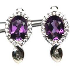 Kolczyki z ametystami i cyrkonami