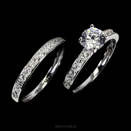 Pierścionek z cyrkoniami PODWÓJNY