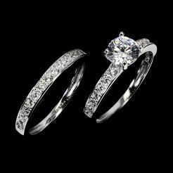 Pierścionek z cyrkoniami PODWÓJNY