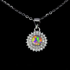 Naszyjnik z opalem i cyrkoniami