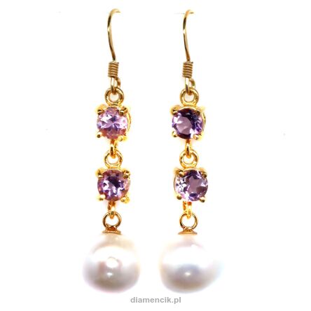 Kolczyki z perłami i ametystami