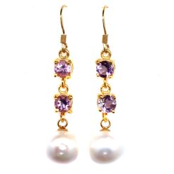 Kolczyki z perłami i ametystami