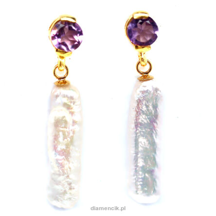 Kolczyki z perłami i ametystami