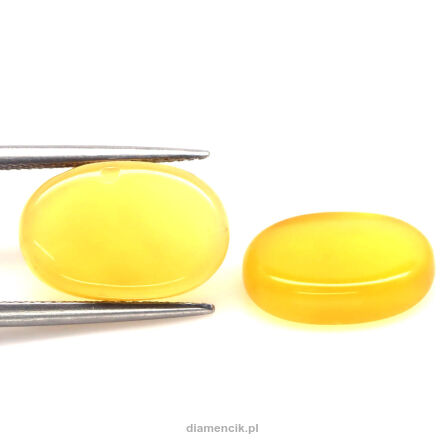 Chalcedon żółty kaboszon 15,5 x 10,5 mm para